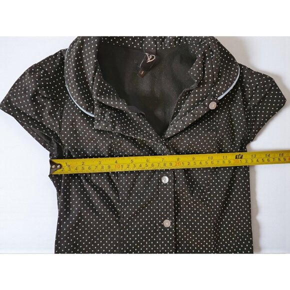 HeartSoul Black Polka Dot Shirt Dress–Size 5–Retro Pinup Vibe w/ Belt & Piping - Picture 8 of 11